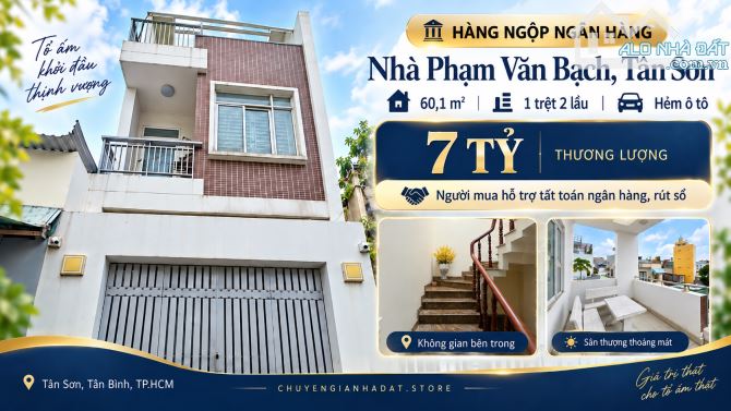 Hàng ngộp Phạm Văn Bạch, Tân Sơn – 60,1m², 3 tầng, hẻm ô tô – 7 tỷ thương lượng