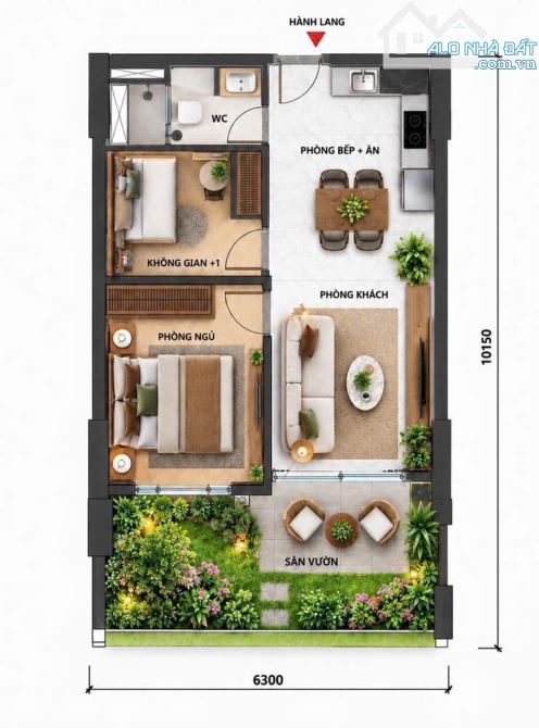 Căn hộ Sun Fours - Sân vườn - tổng diện tích gần 80m2, giá 2,65 tỷ