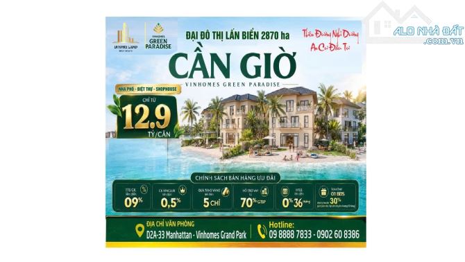 🌴 VINHOMES GREEN PARADISE CẦN GIỜ – SỞ HỮU NHÀ PHỐ, BIỆT THỰ VEN BIỂN TỪ 9,9 TỶ/CĂN