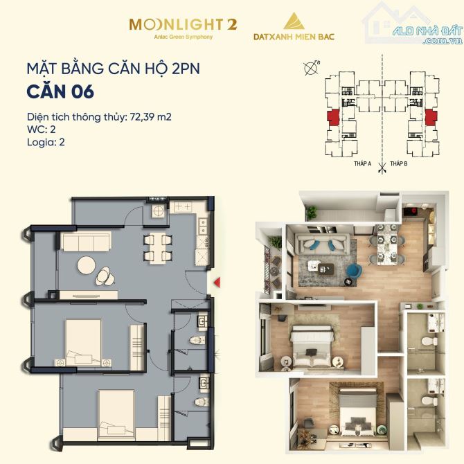 Bán căn hộ chung cư Moonlight 2 Giá chỉ tù hơn 4 tỷ/căn 2PN