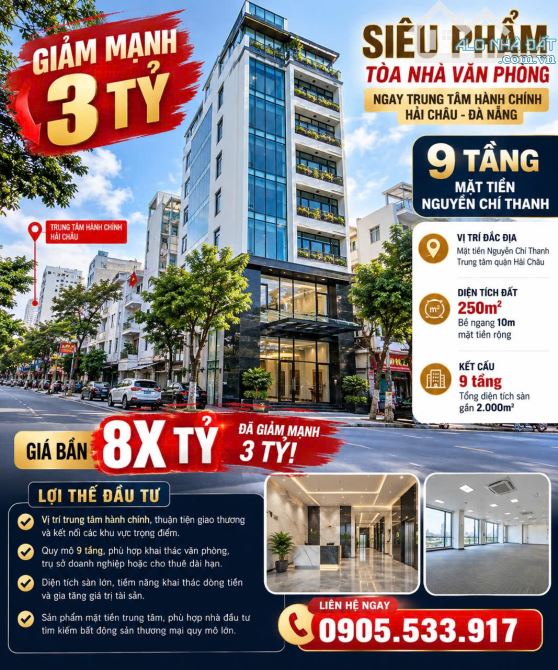 🔥 GIẢM MẠNH 3 TỶ – SIÊU PHẨM TÒA NHÀ VĂN PHÒNG NGAY TRUNG TÂM HÀNH CHÍNH HẢI CHÂU – ĐÀ NẴ