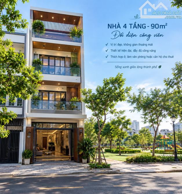 Đối diện công viên mặt tiền Nguyễn Suý Hoà Cường 4 tầng 5pn với 92 chỉ 9 tỷ tlcc