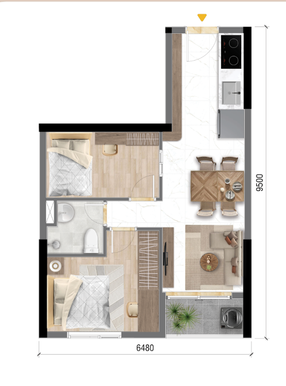 BÁN CĂN HỘ BCONS NEW SKY, 2PN CÔNG NĂNG ĐẦY ĐỦ, THANH TOÁN 125 TRIỆU SỞ HỮU