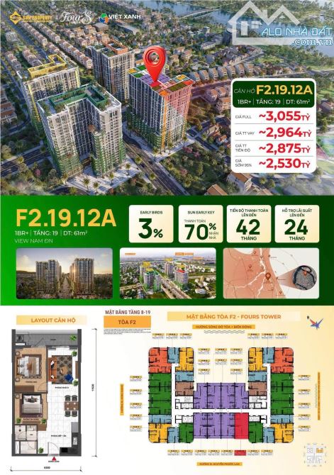 🔥 ĐỘC QUYỀN QUỸ CĂN FOURS TOWER – 1BR+ 61M² CHỈ 2,53 TỶ! VIEW BIỂN, SÔNG
