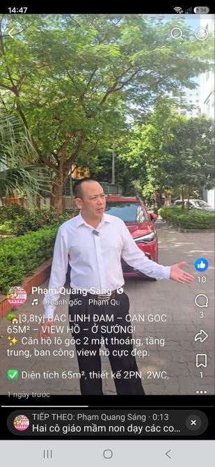 🏡[3,8tỷ] BẮC LINH ĐÀM – CĂN GÓC 65M² – VIEW HỒ – Ở SƯỚNG! ✨ Căn hộ lô góc 2 mặt thoáng, t