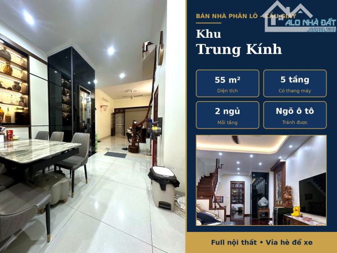Bán nhà phân lô 55m² 5 tầng thang máy khu Trung Kính, Cầu Giấy, full nội thất, ngõ ô tô
