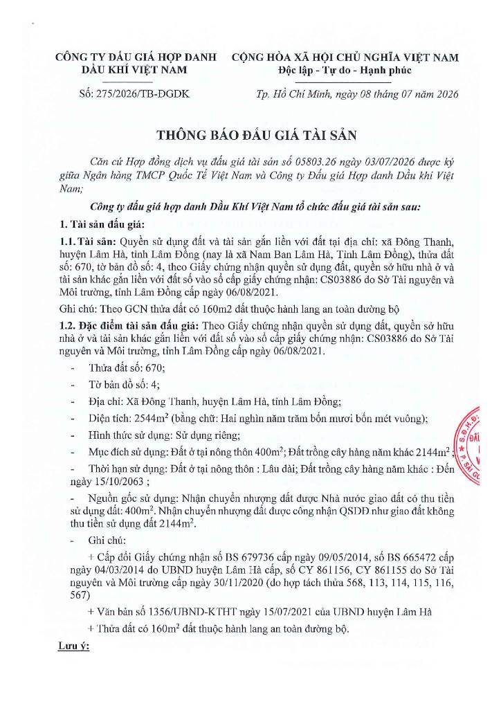 Bán đất tại xã Đông Thanh, huyện Lâm Hà, tỉnh Lâm Đồng, dt 2544m2