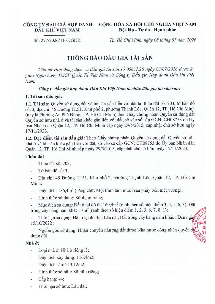 Bán nhà Thạnh Lộc, Quận 12 Hồ Chí Minh