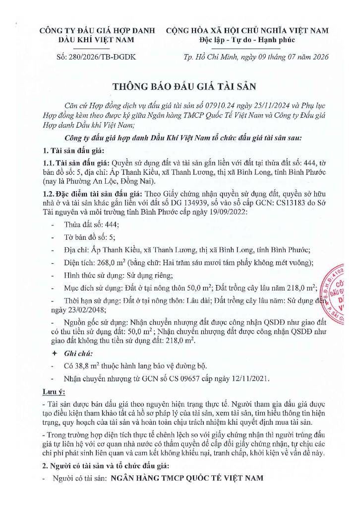 Bán đất tại Ấp Thanh Kiều, xã Thanh Lương, thị xã Bình Long, tỉnh Bình Phước