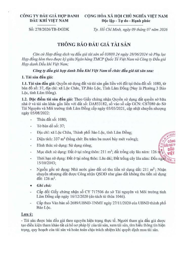 Bán nhà xã Lộc Châu, TP Bảo Lộc, Tỉnh Lâm Đồng