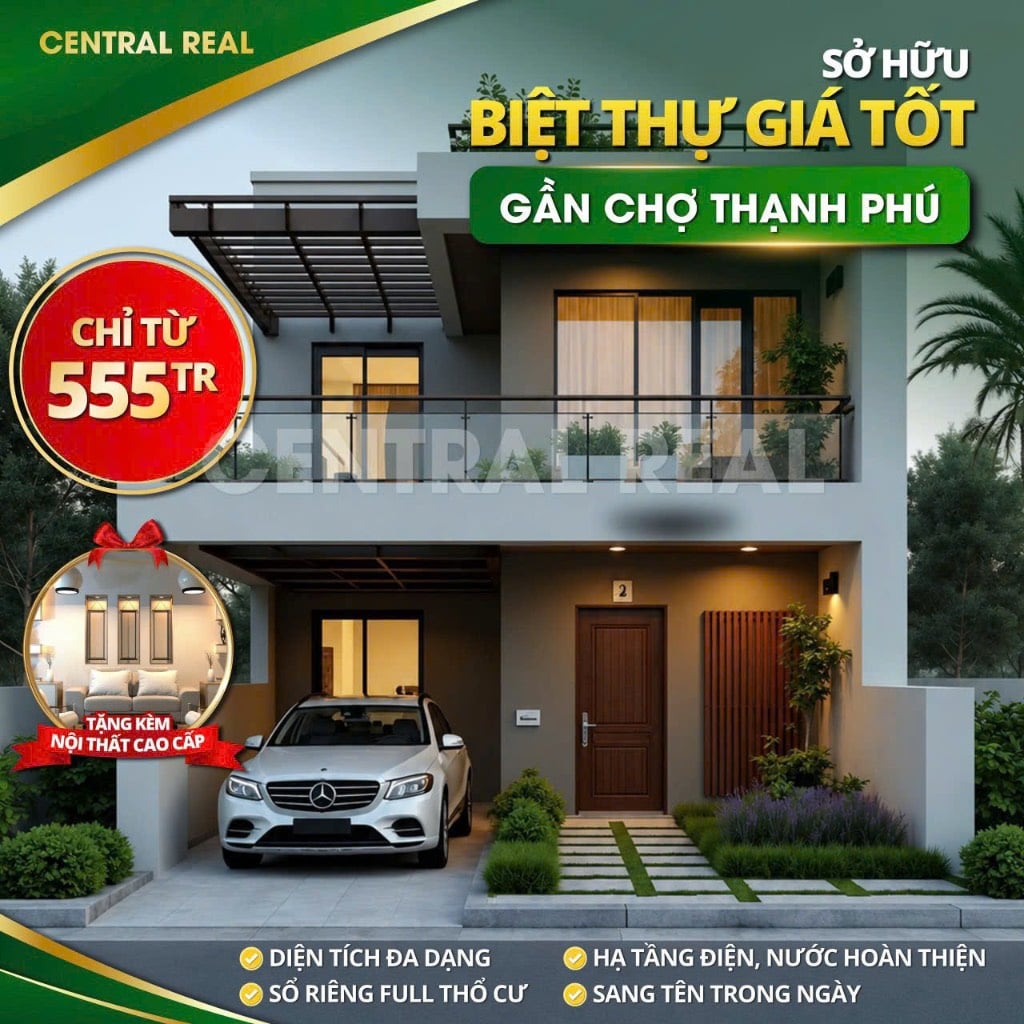 BÁN NHÀ GẦN CHỢ THẠNH PHÚ, BIÊN HÒA, CHỈ TỪ 555TR TẶNG FULL NỘI THẤT XỊN XÒ