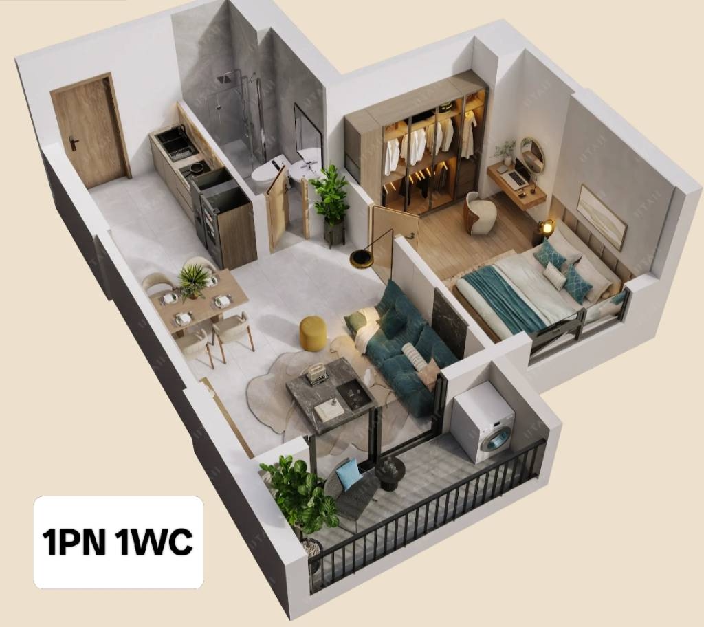 Bán căn hộ The Win City, 42m2 tầng 8 hướng Tây view hồ bơi 700m2