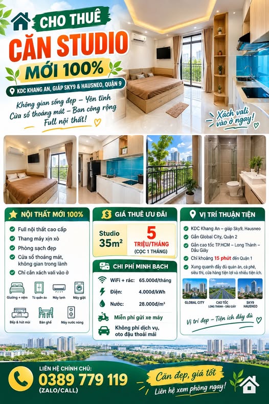 🏡 **STUDIO 35m² FULL NỘI THẤT – CHỈ 5 TRIỆU/THÁNG** ✨