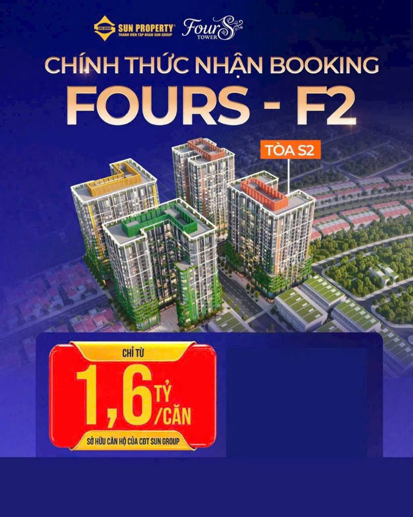 Bán căn hộ Fours F2 Sun Group Ngũ Hành Sơn 35m2 Studio giá từ 1.6 tỷ