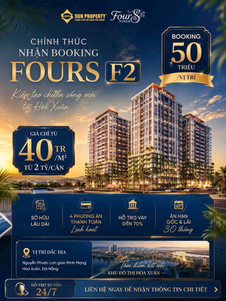 Bán căn hộ FourS Tower, tòa F2 view sông núi biển đủ, quỹ hàng khan hiếm