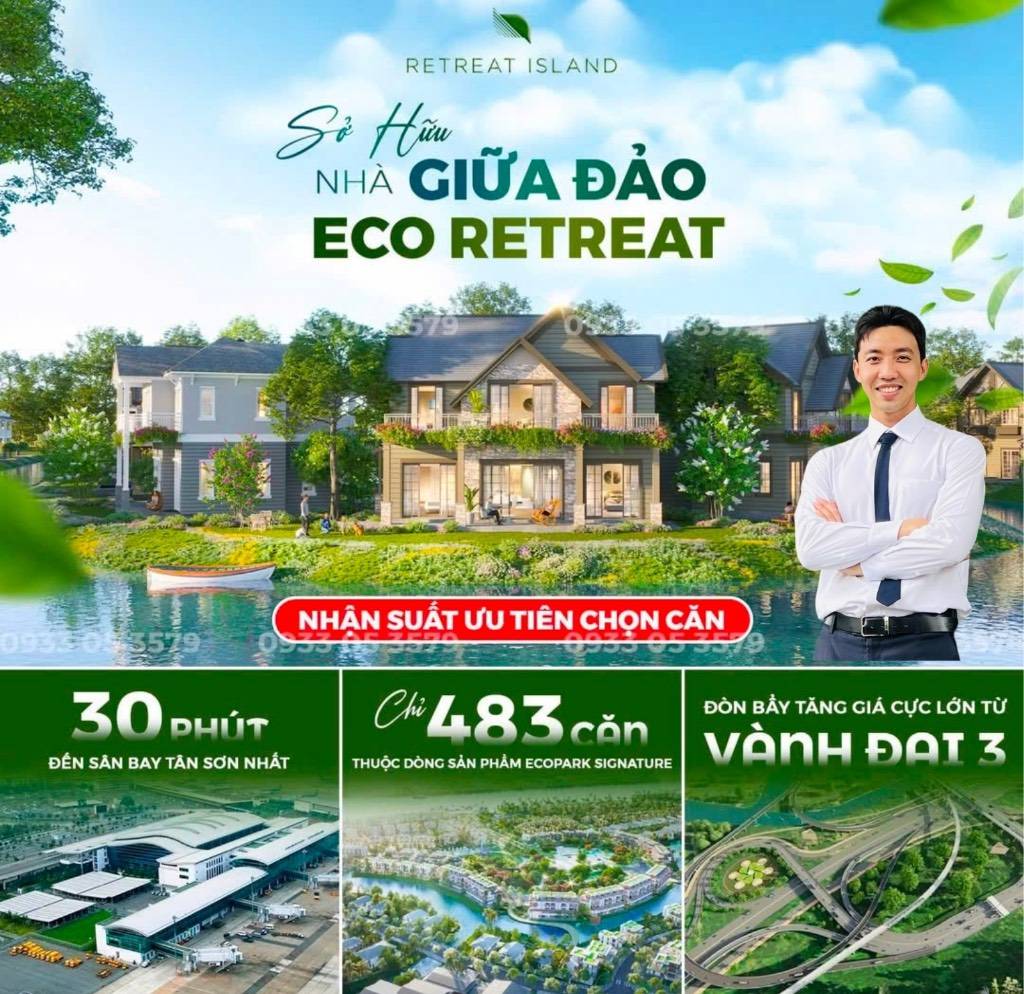 MỞ BÁN 19 DINH THỰ LIỀN KỀ ECO RETREAT BẾN LỨC, DIỆN TÍCH TỪ 580M² GIỮA KHÔNG GIAN RỪNG SINH THÁI