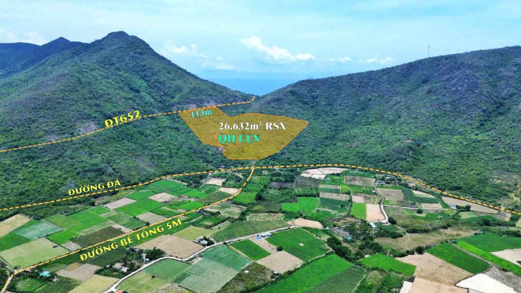 Bán đất Ninh Vân Ninh Hòa, 26.632m², mặt tiền đường nhựa 113m, giá 5 tỷ