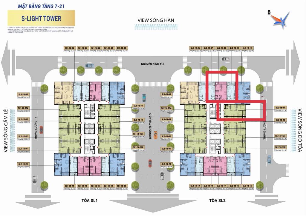 Bán căn hộ S-Light Đà Nẵng, dt 49.3m² 1PN+, view trực diện sông, giá 3.85 tỷ