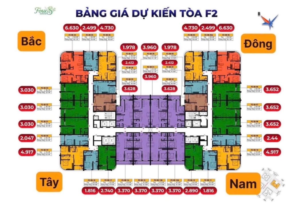 Bán căn hộ Four S Tower Hòa Xuân, dt 47m² 2PN, view sông biển núi, giá 2.7 tỷ