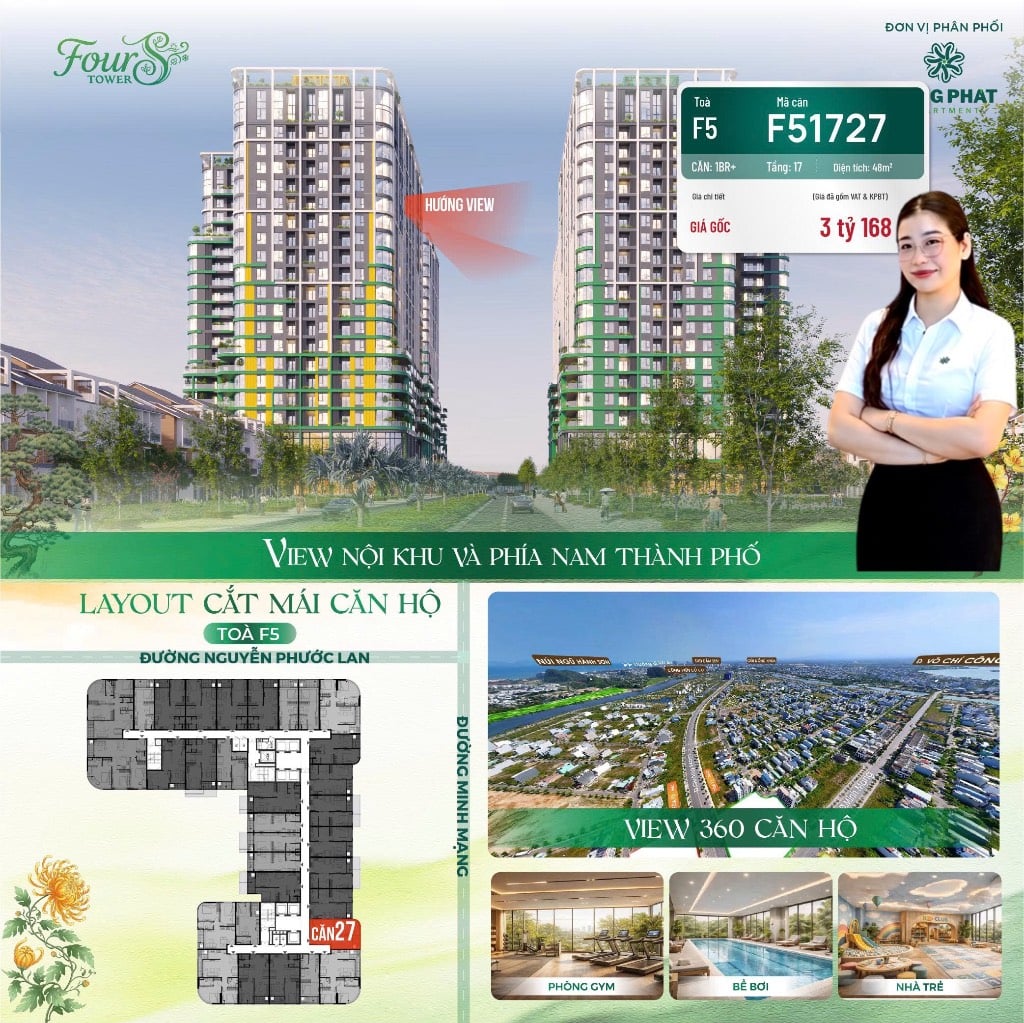 BÁN CĂN HỘ SUN FOURS TOWER, TẦNG CAO VIEW THOÁNG, CĂN 2PN 1NVS GIÁ CHỈ 2.4 TỶ