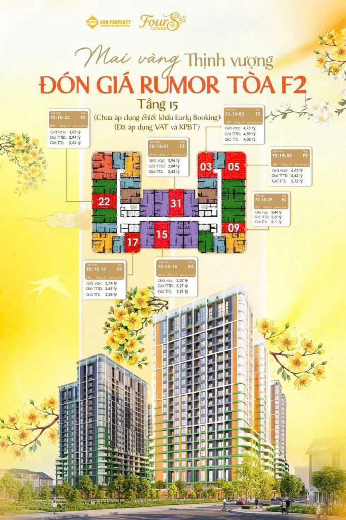 Bán căn hộ Four S Tower, booking tòa F2 đón đầu cực tăng trưởng mới phía Nam Đà Nẵng