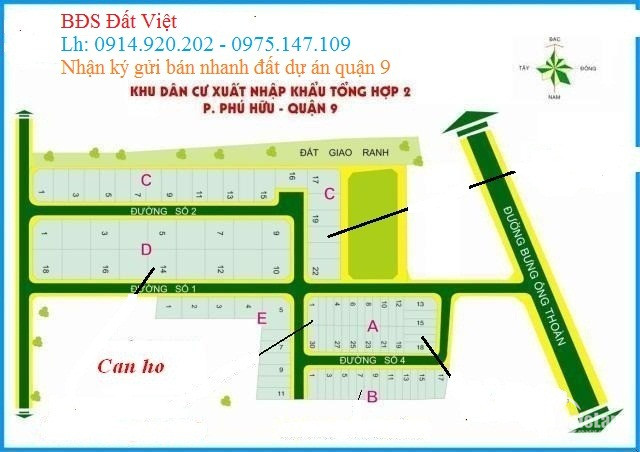 Bán đất dự án Xuất Nhập Khẩu Tổng Hợp II, Quận 9 - Tp.Thủ Đức, lô biệt thự