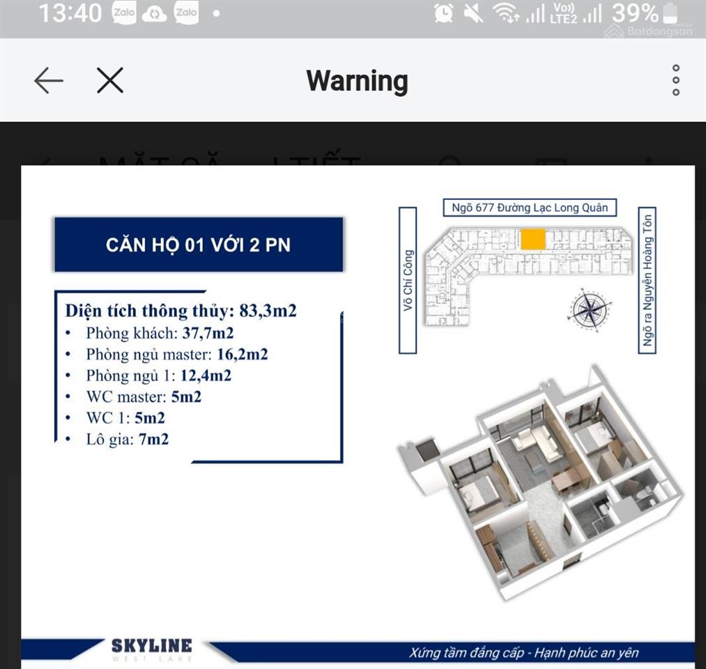 Chính chủ bán ch 96m2 full nội thất, giá rẻ nhất chung cư cao cấp 5* skyline west lake,tây hồ
