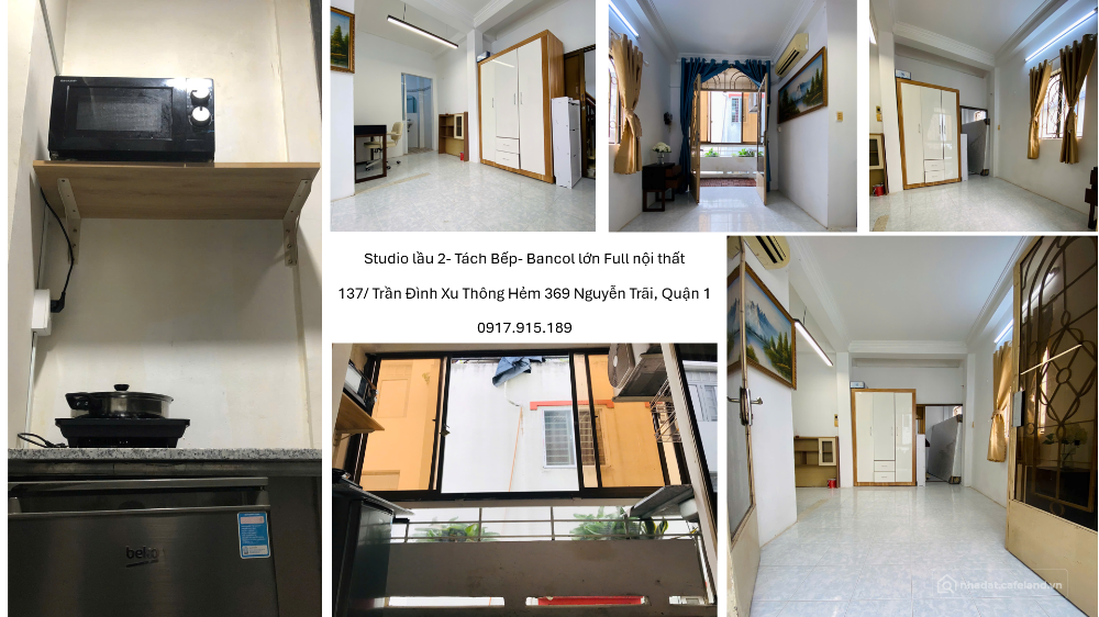 137 TRẦN ĐÌNH XU,Q1- STUDIO TÁCH BẾP- 30M2- FULL NT- CÓ BANCOL- GIÁ: 5TR/TH