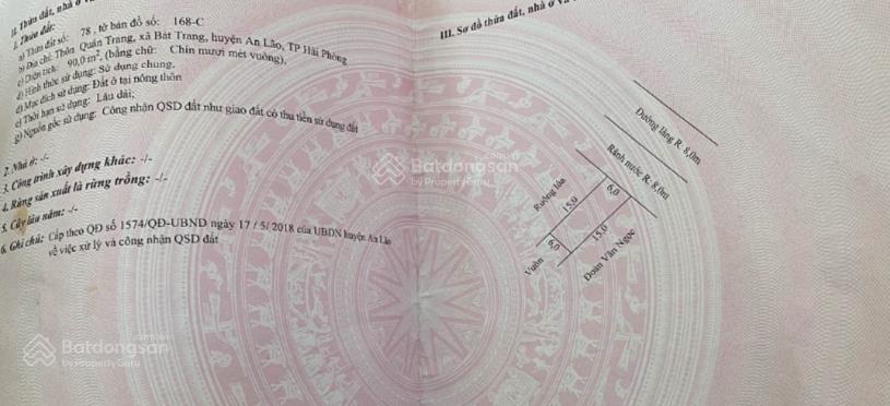 Bán đất mặt đường 301, bát trang, an lão, hải phòng