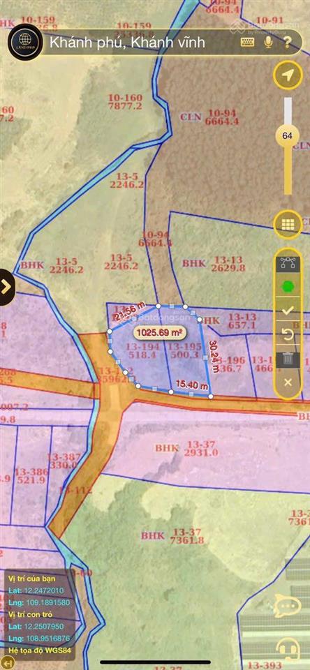 Bán đất dt1068m2. khánh phú, xã khánh vĩnh, khánh hoà. khu dân cư, sổ hồng thổ cư. lô góc. 1,9 tỷ