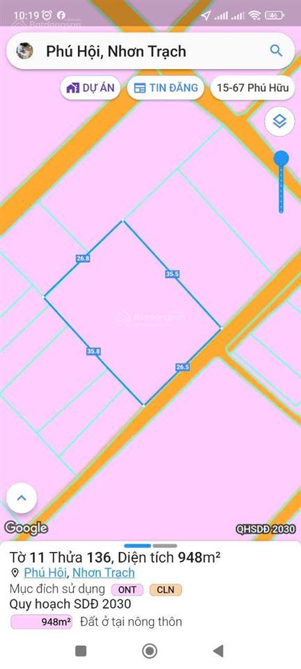 Cần bán mảnh đất biệt thự 948m2 (27x36m) có 450m2 thổ. khu dân cư kín, cách vđ3, 25c 3km, giá 6.5tỷ