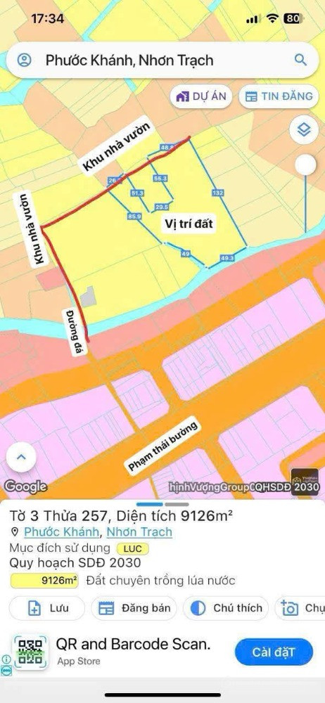 Bán 9 sào Phước Khánh, Nhơn Trạch
