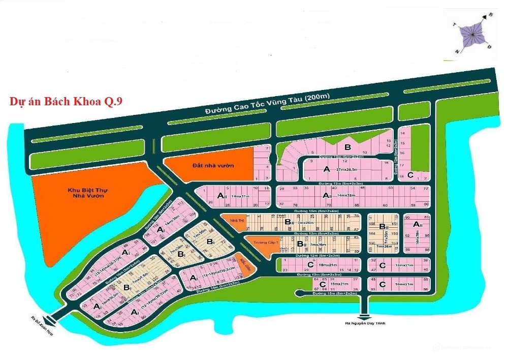 Cần bán các nền đất dự án đại học Bách Khoa, P.Phú Hữu, Quận 9, dự án sổ đỏ