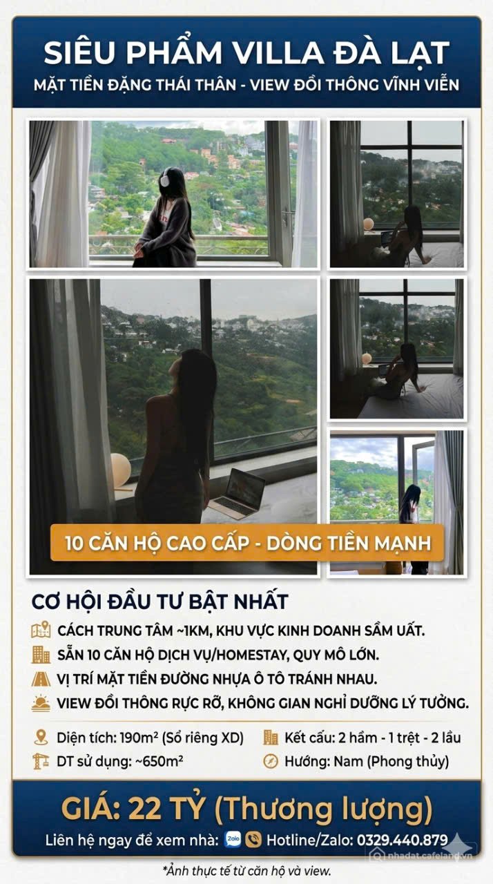 Bán nhà hàng - Khách sạn: VILLA VEW ĐẸP VĨNH VIỄN ĐỒI THÔNG MẶT TIỀN ĐẶNG THÁI