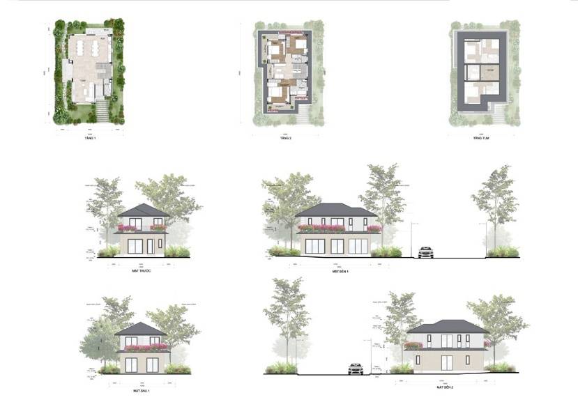 Bán Biệt thự Song lập Rừng Mai Eco Retreat Long An, 180m2 view vườn hoa