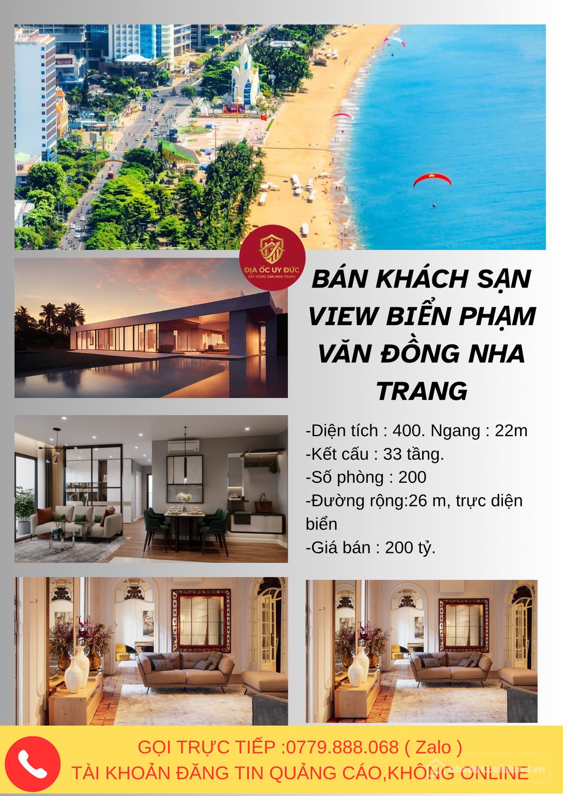 Bán nhà hàng - Khách sạn: Bán khách sạn 5 sao mặt tiền Trần Phú Nha Trang 33 tần