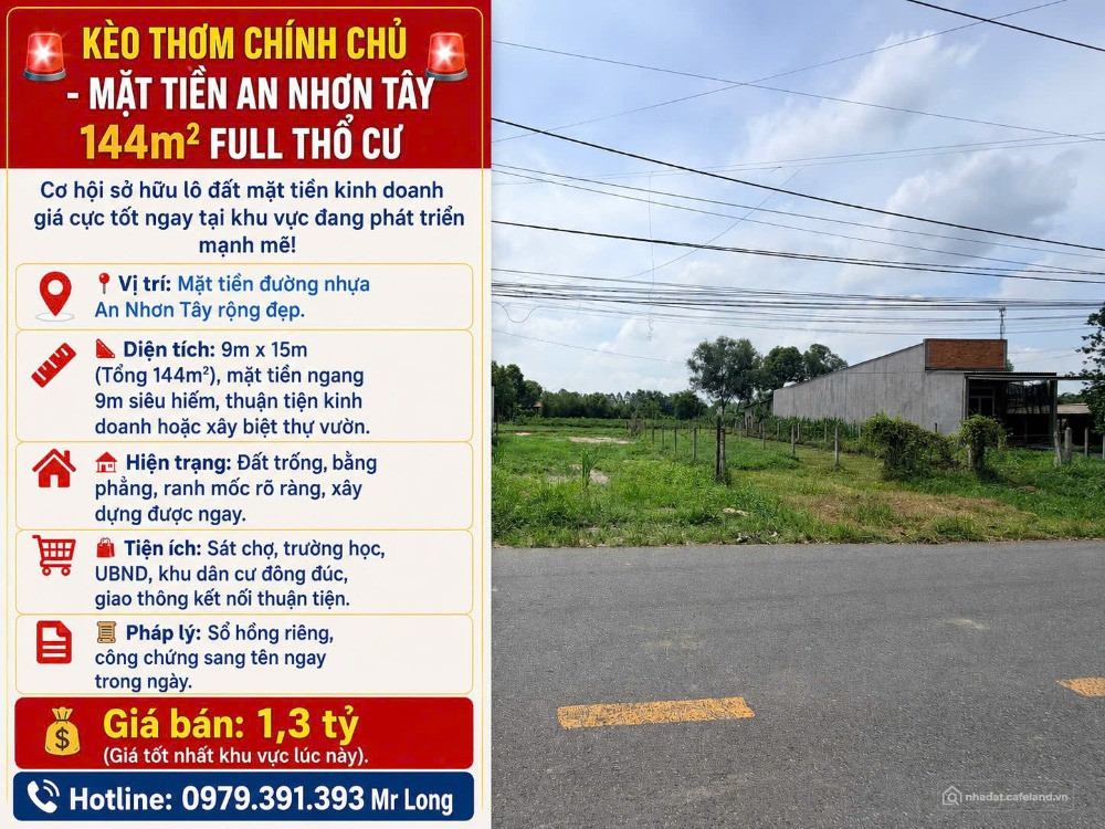 Kèo thơm chính chủ - Mặt tiền An Nhơn Tây 144m² full thổ cư