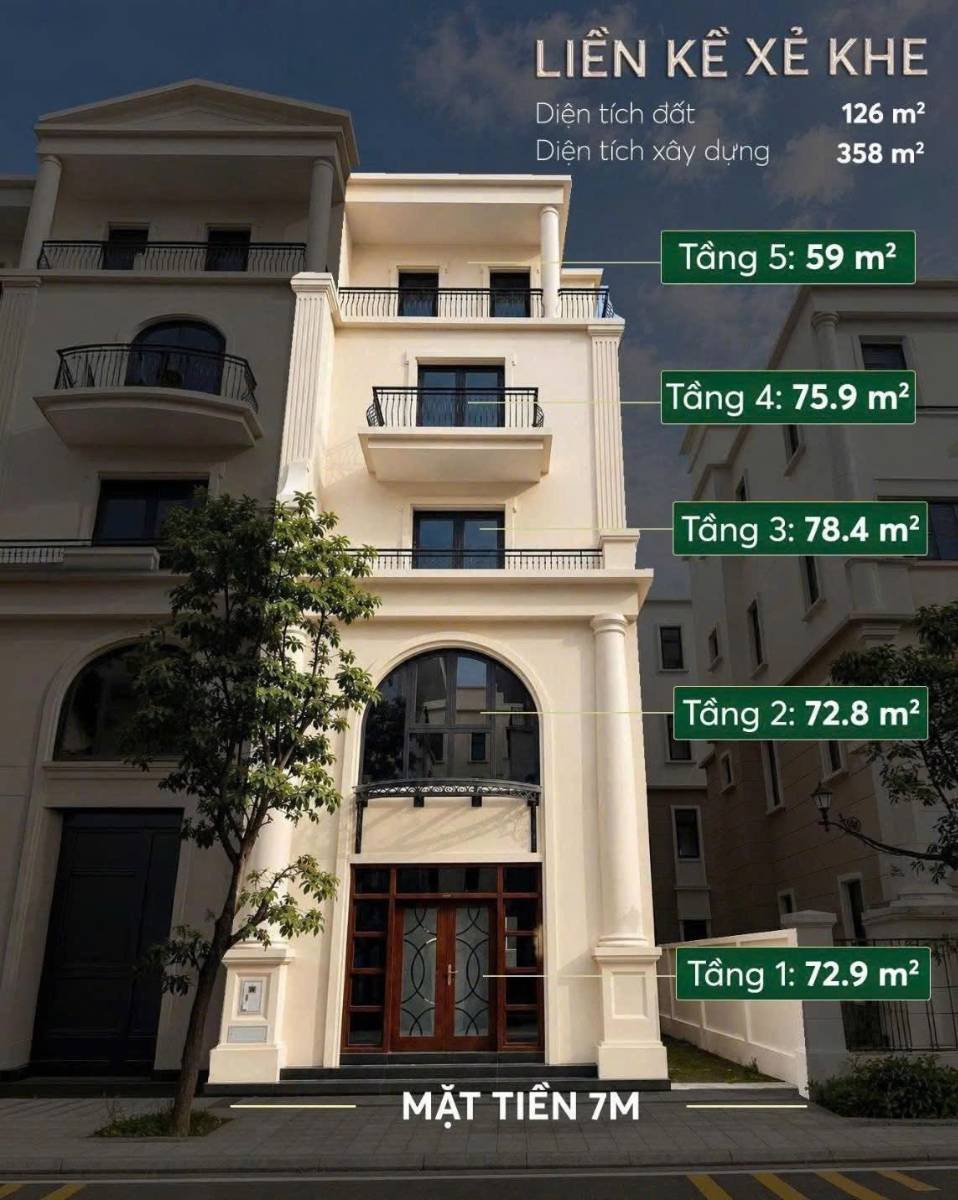 Đơn giá hơn 100tr/m2, biệt thự song lập rẻ nhất thị trường, MT 7m, giá 12,8 tỷ DT 126m2
