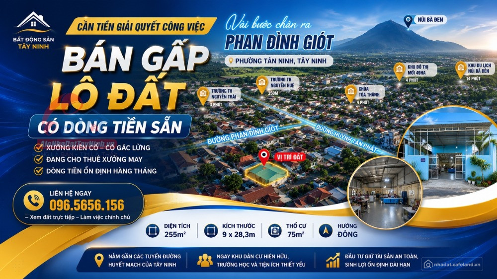 Bán gấp 9m mặt tiền nhánh Phan Đình Giót, phường Tân Ninh, Tây Ninh thu nhập ổn