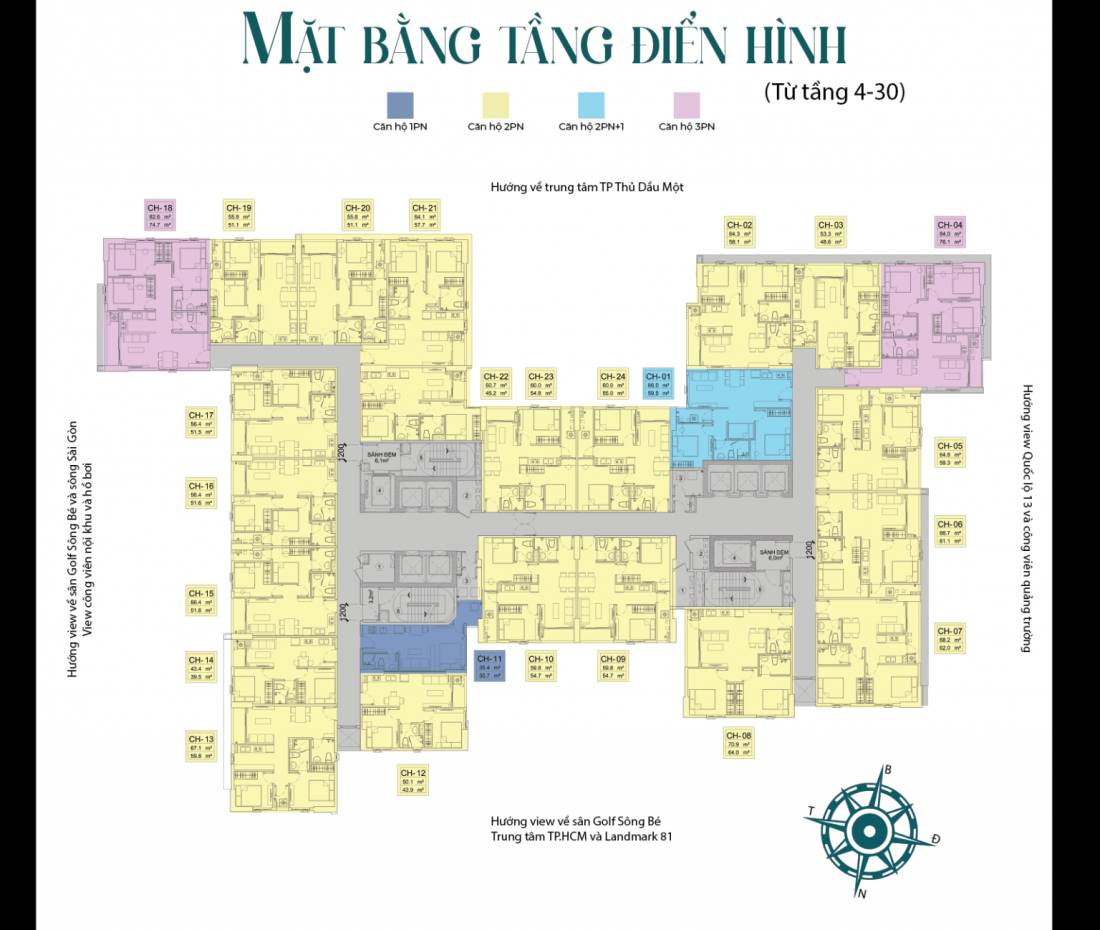 Diamond Boulevard 2PN giá 2,42 tỷ, lựa chọn an cư và cho thuê - full nội thất