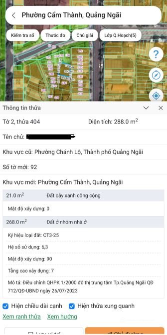 Bán đất nông, lâm nghiệp: Bán 288m2 đất nông nghiệp trung tâm thành phố Quảng Ng