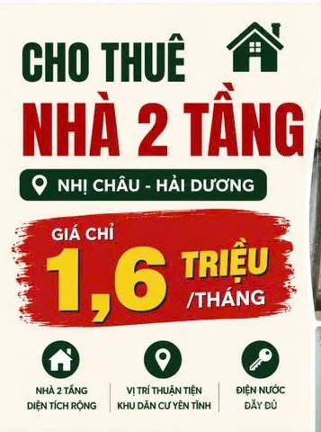 Cho thuê nhà riêng: Cho thuê tại Phường Nhị Châu Thành phố Hải Dương Hải Dương
