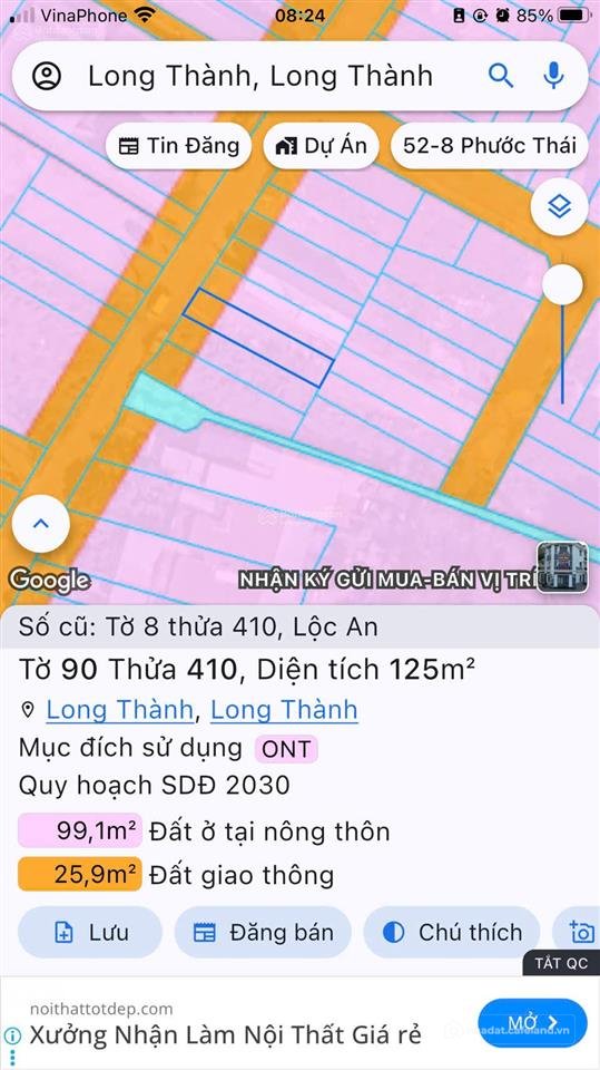 Bán kho, nhà xưởng: Chính chủ cần bán lô đất mặt tiền kinh doanh, trục chính vào