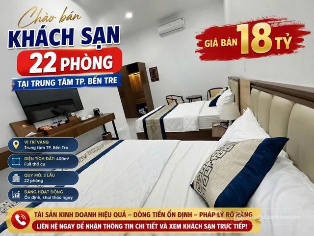 Bán nhà hàng - Khách sạn: Bán Khách sạn 400m2 có sẵn 400 m2 thổ cư giá 18 tỷ tại