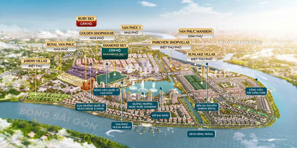 Đất sổ đỏ giá ĐT 9,8 - 12 tỷ tại Vạn Phúc City Ql13, NH cho vay 70%, DT 105m2,