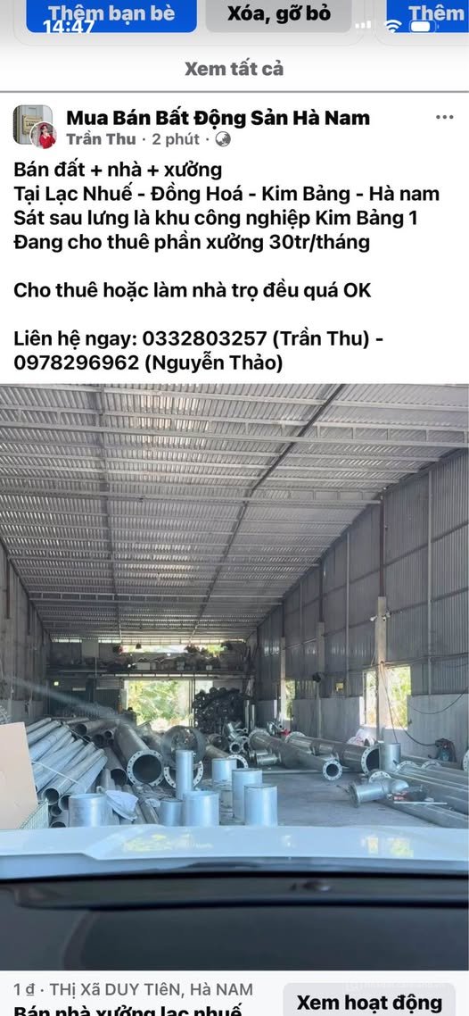 Bán kho, nhà xưởng: Cơ hội đầu tư nhà xưởng sát khu công nghiệp Kim Bảng 1, Hà N