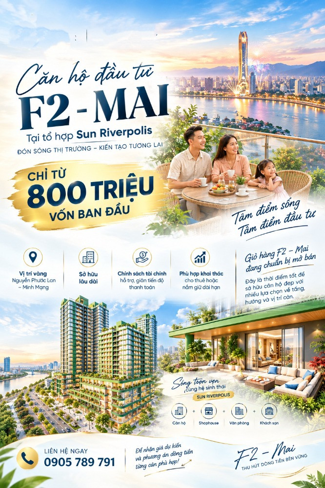 CHỈ TỪ 550TR SỞ HỮU CĂN HỘ MẶT SÔNG NAM HÒA XUÂN ĐÀ NẴNG