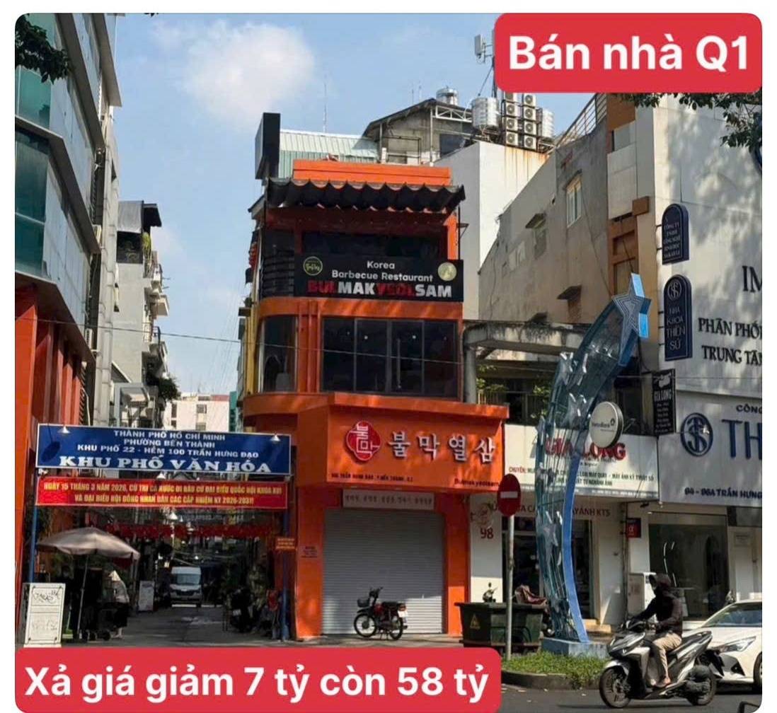 Chuyển nhượng nhà góc 2 mặt tiền đường Trần Hưng Đạo, phường Bến Thành, Quận 1
