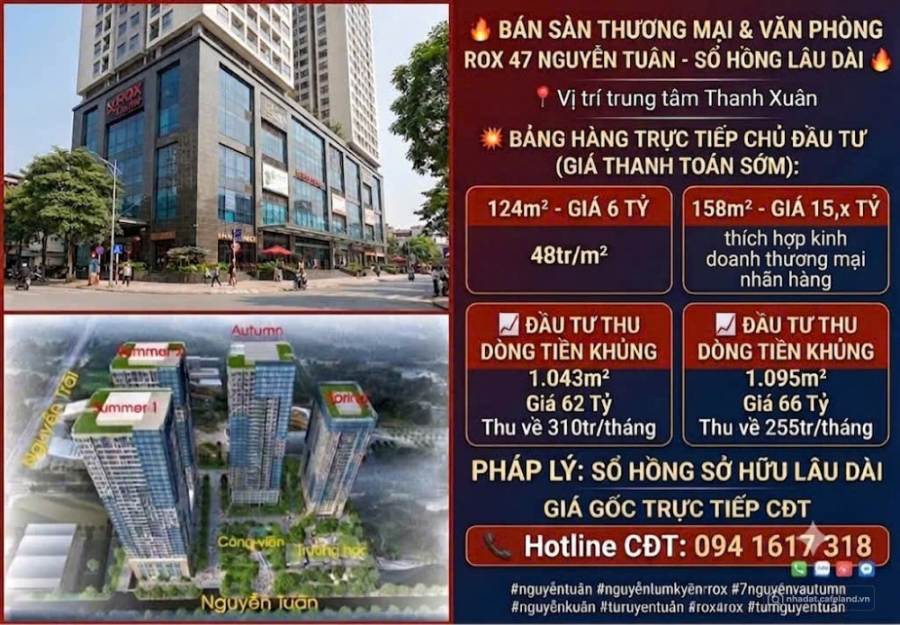 CĐT BÁN SÀN TÒA ROX NGUYỄN TUÂN , GIÁ CHỈ TỪ 48TR/M