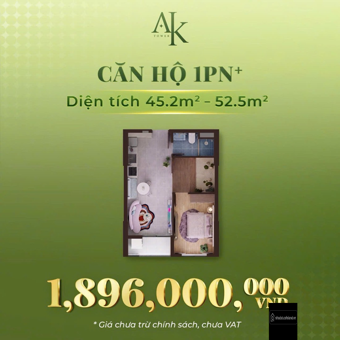A&K TOWER – Căn 1PN+ | Chính sách 0Đ | Sở hữu lâu dài